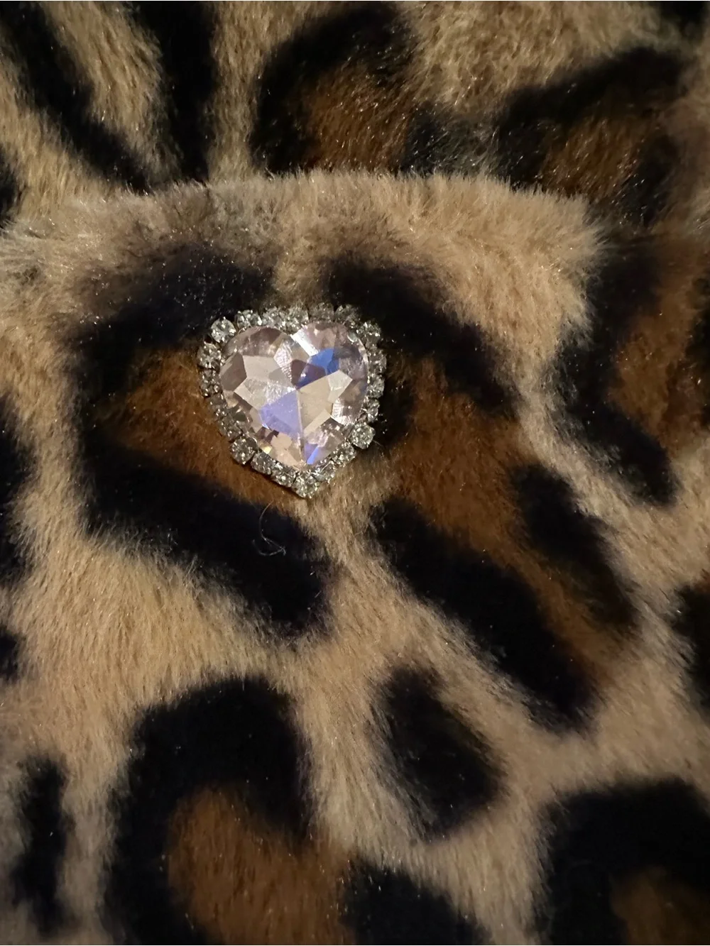Leopard Faux-Fur Pearl-Handle Kids Bag with book bag straps